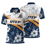 Utep Miners Polo Shirt Customized Floral Angles Blue White Best Selling