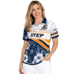 Utep Miners Polo Shirt Customized Floral Angles Blue White Best Selling