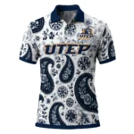 Utep Miners Polo Shirt Customized Paisley Florals Blue White Best Selling