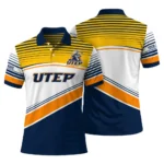 Utep Miners Polo Shirt Customized Slanted Stripes Blue White Best Selling