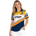 Utep Miners Polo Shirt Customized Slanted Stripes Blue White Best Selling