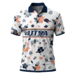 Utsa Roadrunners Polo Shirt Custom Floral Pinstripe Orange White Best Selling