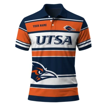 Utsa Roadrunners Polo Shirt Custom Horizontal Blocks Orange Best Selling