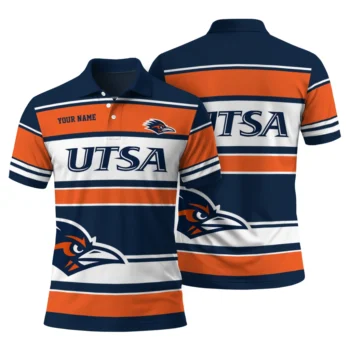 Utsa Roadrunners Polo Shirt Custom Horizontal Blocks Orange Fashion Forward