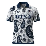 Utsa Roadrunners Polo Shirt Custom Paisley Florals Orange White Best Selling