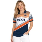 Utsa Roadrunners Polo Shirt Custom Slanted Stripes Orange White Best Selling
