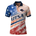 Utsa Roadrunners Polo Shirt Custom Star Stripes Red Blue Best Selling
