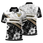 Vanderbilt Commodores Polo Shirt Personalized Floral Angles Black White Best Selling