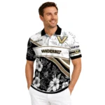 Vanderbilt Commodores Polo Shirt Personalized Floral Angles Black White Best Selling
