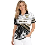 Vanderbilt Commodores Polo Shirt Personalized Floral Angles Black White Best Selling