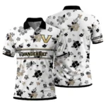 Vanderbilt Commodores Polo Shirt Personalized Floral Pinstripe Black White Best Selling