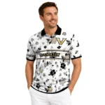 Vanderbilt Commodores Polo Shirt Personalized Floral Pinstripe Black White Best Selling