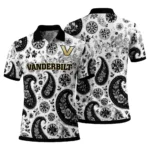 Vanderbilt Commodores Polo Shirt Personalized Paisley Florals Black White Best Selling