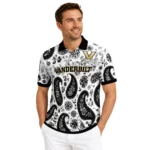 Vanderbilt Commodores Polo Shirt Personalized Paisley Florals Black White Best Selling