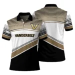 Vanderbilt Commodores Polo Shirt Personalized Slanted Stripes Black White Best Selling