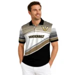 Vanderbilt Commodores Polo Shirt Personalized Slanted Stripes Black White Best Selling