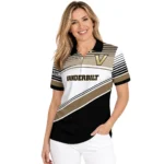 Vanderbilt Commodores Polo Shirt Personalized Slanted Stripes Black White Best Selling