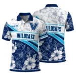 Villanova Wildcats Polo Shirt Custom Floral Angles Navy White Best Selling
