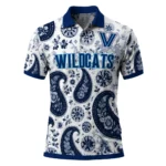 Villanova Wildcats Polo Shirt Custom Paisley Florals Navy White Best Selling