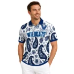 Villanova Wildcats Polo Shirt Custom Paisley Florals Navy White Best Selling
