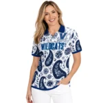 Villanova Wildcats Polo Shirt Custom Paisley Florals Navy White Best Selling