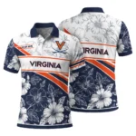 Virginia Cavaliers Polo Shirt Customized Floral Angles Blue White Best Selling