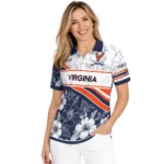 Virginia Cavaliers Polo Shirt Customized Floral Angles Blue White Best Selling