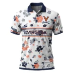 Virginia Cavaliers Polo Shirt Customized Floral Pinstripe Blue White Best Selling