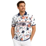 Virginia Cavaliers Polo Shirt Customized Floral Pinstripe Blue White Best Selling