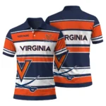 Virginia Cavaliers Polo Shirt Customized Horizontal Blocks Blue Best Selling