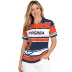 Virginia Cavaliers Polo Shirt Customized Horizontal Blocks Blue Best Selling