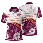 Virginia Tech Hokies Polo Shirt Custom Floral Angles Maroon White Best Selling