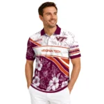 Virginia Tech Hokies Polo Shirt Custom Floral Angles Maroon White Best Selling