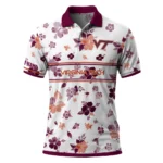 Virginia Tech Hokies Polo Shirt Custom Floral Pinstripe Maroon White Best Selling