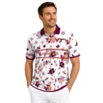 Virginia Tech Hokies Polo Shirt Custom Floral Pinstripe Maroon White Best Selling