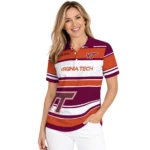 Virginia Tech Hokies Polo Shirt Custom Horizontal Blocks Maroon Best Selling