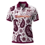 Virginia Tech Hokies Polo Shirt Custom Paisley Florals Maroon White Best Selling