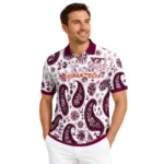 Virginia Tech Hokies Polo Shirt Custom Paisley Florals Maroon White Best Selling