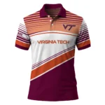 Virginia Tech Hokies Polo Shirt Custom Slanted Stripes Maroon White Best Selling