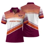Virginia Tech Hokies Polo Shirt Custom Slanted Stripes Maroon White Best Selling