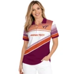 Virginia Tech Hokies Polo Shirt Custom Slanted Stripes Maroon White Best Selling