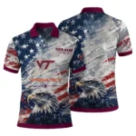 Virginia Tech Hokies Polo Shirt Custom Star Brushstrokes Maroon Blue Best Selling