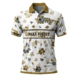 Wake Forest Demon Deacons Polo Shirt Customized Floral Pinstripe Gold White Best Selling