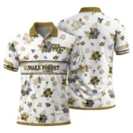 Wake Forest Demon Deacons Polo Shirt Customized Floral Pinstripe Gold White Best Selling