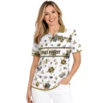 Wake Forest Demon Deacons Polo Shirt Customized Floral Pinstripe Gold White Best Selling