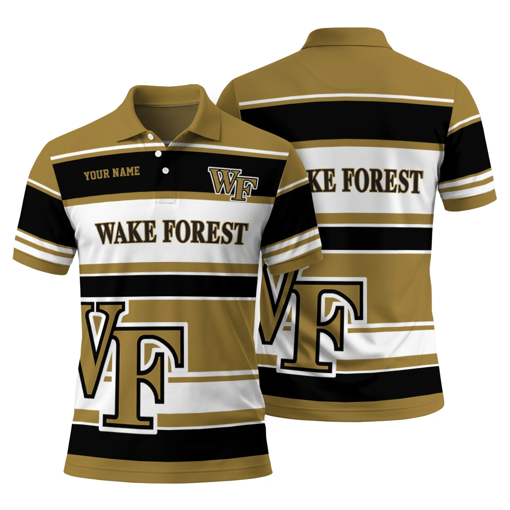 Wake Forest Demon Deacons Polo Shirt Customized Horizontal Blocks Gold Fashion Forward Wake Forest Demon Deacons Polo Shirt Customized Horizontal Blocks Gold Fashion Forward