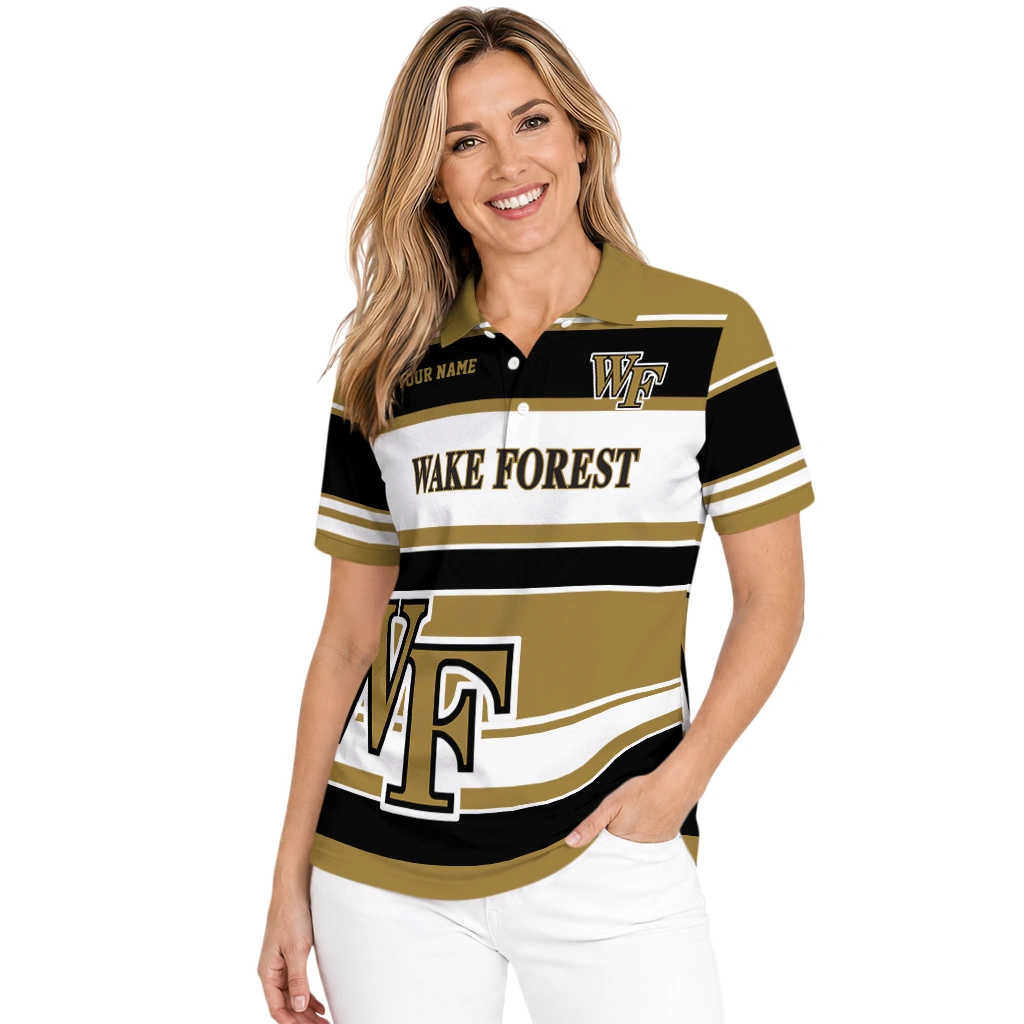 Wake Forest Demon Deacons Polo Shirt Customized Horizontal Blocks Gold Latest Model Wake Forest Demon Deacons Polo Shirt Customized Horizontal Blocks Gold Latest Model