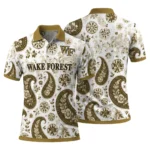 Wake Forest Demon Deacons Polo Shirt Customized Paisley Florals Gold White Best Selling