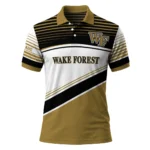 Wake Forest Demon Deacons Polo Shirt Customized Slanted Stripes Gold White Best Selling