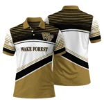 Wake Forest Demon Deacons Polo Shirt Customized Slanted Stripes Gold White Best Selling